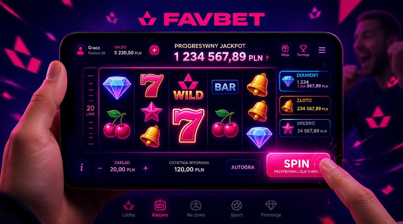 Telefon z automatem, progresywny jackpot rośnie, użytkownik wciśnięcie spin